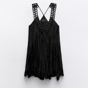 Zara Black mini slip dress